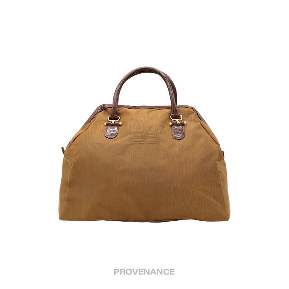 🔴 Balenciaga BB Logo Tote Bag - Tan Brown Croc - Picture 1 of 16